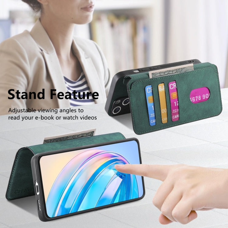 For Honor X8a CaseNeo MagSafe RFID Anti-theft Retro Leather Phone Case(Green) by CaseNeo