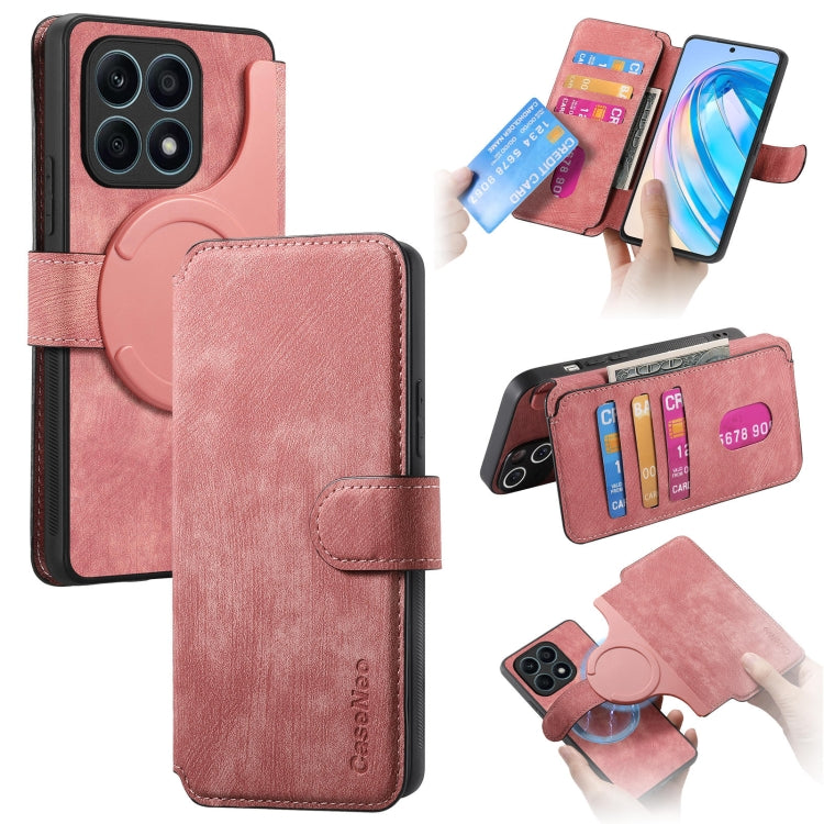 For Honor X8a CaseNeo MagSafe RFID Anti-theft Retro Leather Phone Case(Pink) by CaseNeo