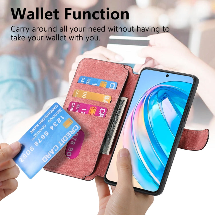 For Honor X8a CaseNeo MagSafe RFID Anti-theft Retro Leather Phone Case(Pink) by CaseNeo