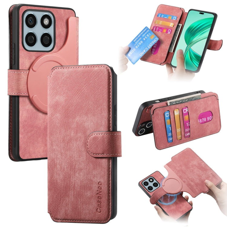 For Honor X8b CaseNeo MagSafe RFID Anti-theft Retro Leather Phone Case(Pink) by CaseNeo