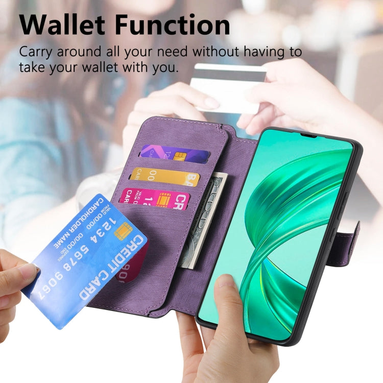 For Honor X8b CaseNeo MagSafe RFID Anti-theft Retro Leather Phone Case(Purple) by CaseNeo