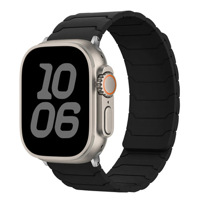 For Apple Watch 42mm / 41mm / 40mm / 38mm Magnetic Silicone Watch Band(Black) by bashfashion