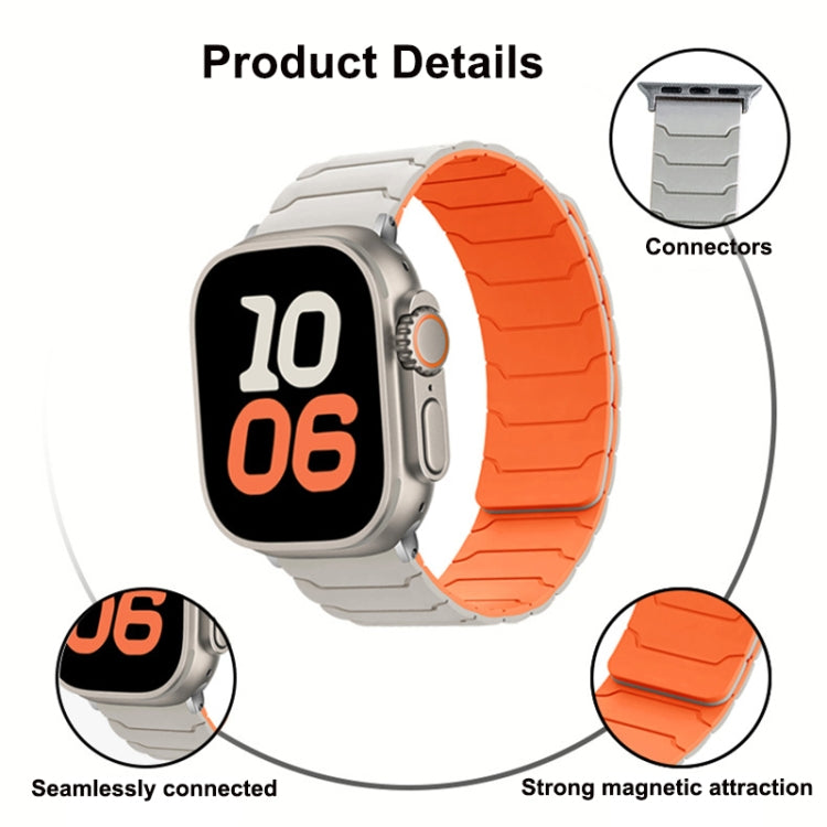 For Apple Watch 46mm / 49mm / 45mm / 44mm Magnetic Silicone Watch Band(Starlight) by bashfashion