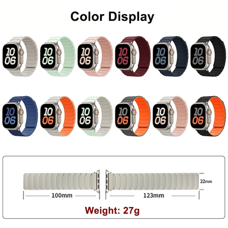 For Apple Watch 42mm / 41mm / 40mm / 38mm Magnetic Silicone Watch Band(Light Mint+Starlight) by bashfashion