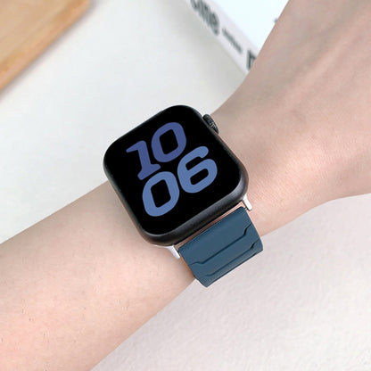 For Apple Watch 42mm / 41mm / 40mm / 38mm Magnetic Silicone Watch Band(Black) by bashfashion