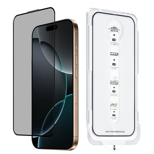 For iPhone 16 Pro Dust-Free Easy Install Privacy Tempered Glass Film(Black) by bashfashion