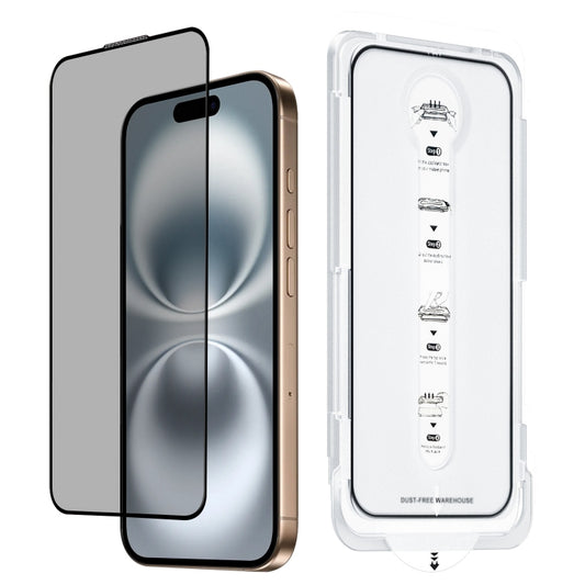 For iPhone 16 Dust-Free Easy Install Privacy Tempered Glass Film(Black) by bashfashion