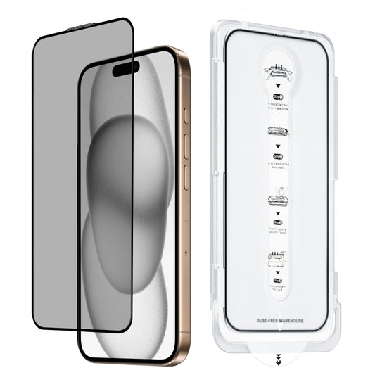 For iPhone 15 Plus Dust-Free Easy Install Privacy Tempered Glass Film(Black) by bashfashion