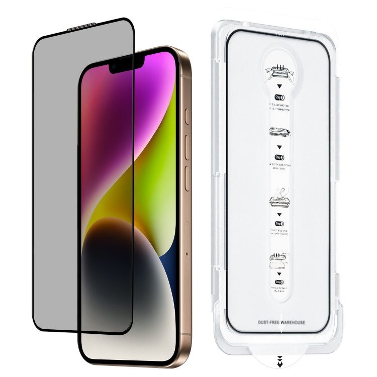 For iPhone 14 Plus Dust-Free Easy Install Privacy Tempered Glass Film(Black) by bashfashion