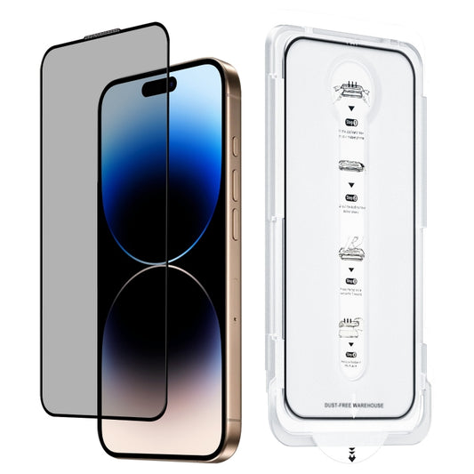 For iPhone 14 Pro Max Dust-Free Easy Install Privacy Tempered Glass Film(Black) by bashfashion