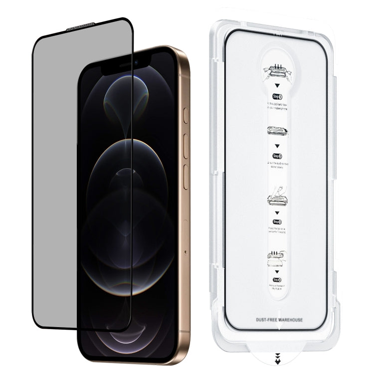 For iPhone 12 Pro Dust-Free Easy Install Privacy Tempered Glass Film(Black) by bashfashion