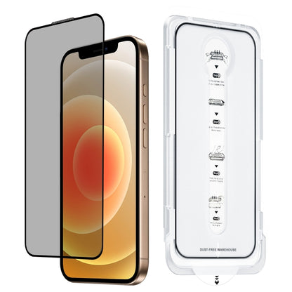 For iPhone 12 Dust-Free Easy Install Privacy Tempered Glass Film(Black) by bashfashion