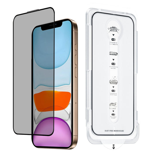 For iPhone 11 Dust-Free Easy Install Privacy Tempered Glass Film(Black) by bashfashion