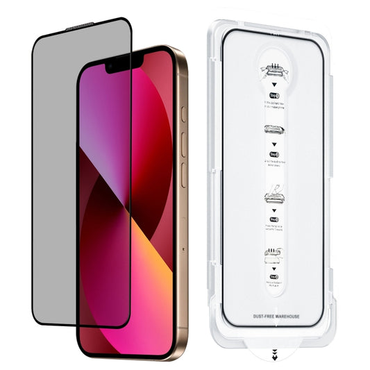 For iPhone 13 Dust-Free Easy Install Privacy Tempered Glass Film(Black) by bashfashion