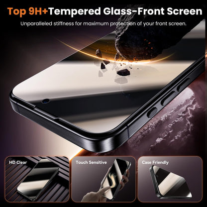 For iPhone 14 Pro Dust-Free Easy Install Privacy Tempered Glass Film(Black) by bashfashion