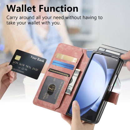 For Samsung Galaxy Z Fold5 CaseNeo MagSafe RFID Anti-theft Retro Leather Phone Case(Pink) by CaseNeo