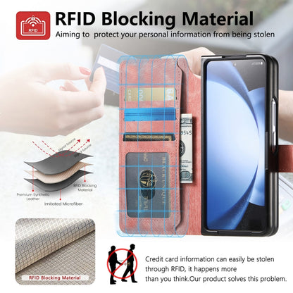 For Samsung Galaxy Z Fold5 CaseNeo MagSafe RFID Anti-theft Retro Leather Phone Case(Pink) by CaseNeo