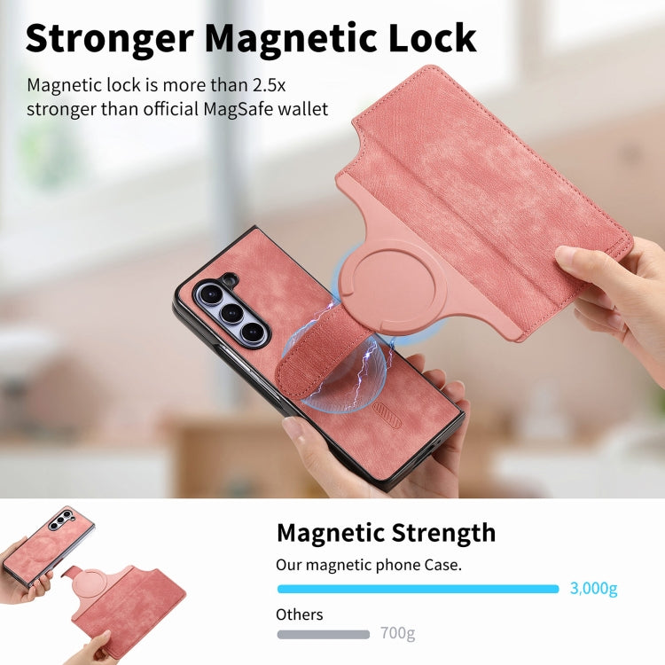 For Samsung Galaxy Z Fold5 CaseNeo MagSafe RFID Anti-theft Retro Leather Phone Case(Pink) by CaseNeo