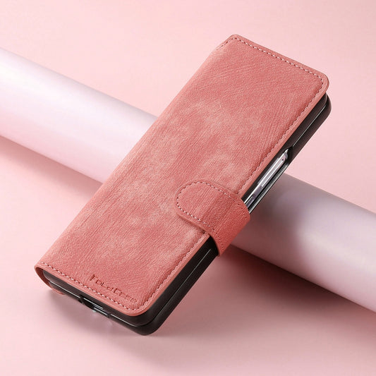 For Samsung Galaxy Z Fold4 CaseNeo MagSafe RFID Anti-theft Retro Leather Phone Case(Pink) by CaseNeo