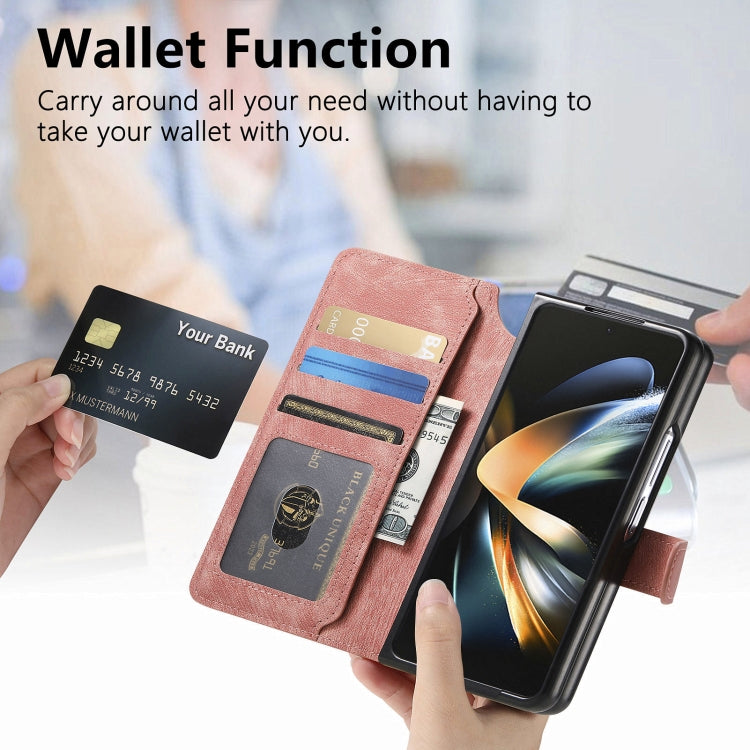 For Samsung Galaxy Z Fold4 CaseNeo MagSafe RFID Anti-theft Retro Leather Phone Case(Pink) by CaseNeo