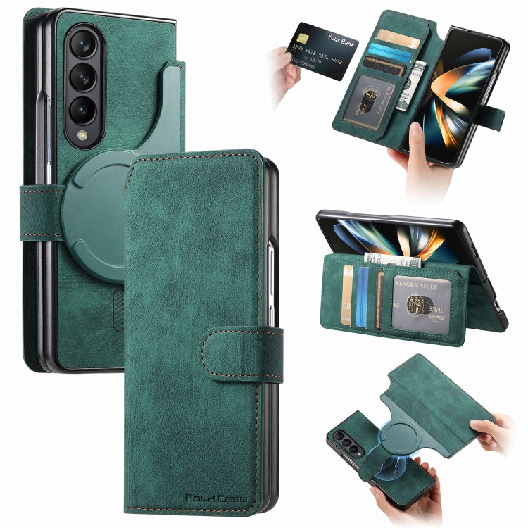 For Samsung Galaxy Z Fold3 CaseNeo MagSafe RFID Anti-theft Retro Leather Phone Case(Green) by CaseNeo