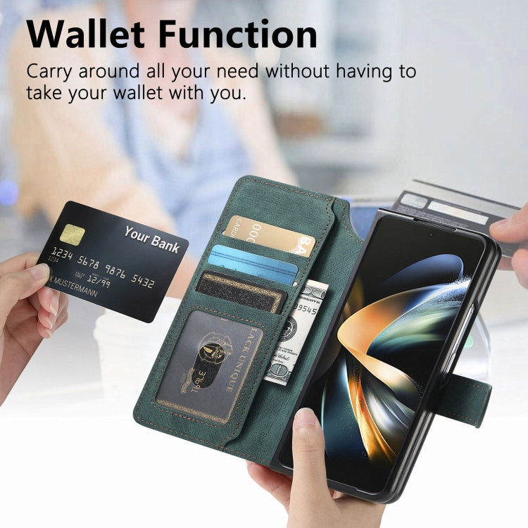 For Samsung Galaxy Z Fold3 CaseNeo MagSafe RFID Anti-theft Retro Leather Phone Case(Green) by CaseNeo
