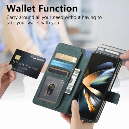 For Samsung Galaxy Z Fold3 CaseNeo MagSafe RFID Anti-theft Retro Leather Phone Case(Green) by CaseNeo