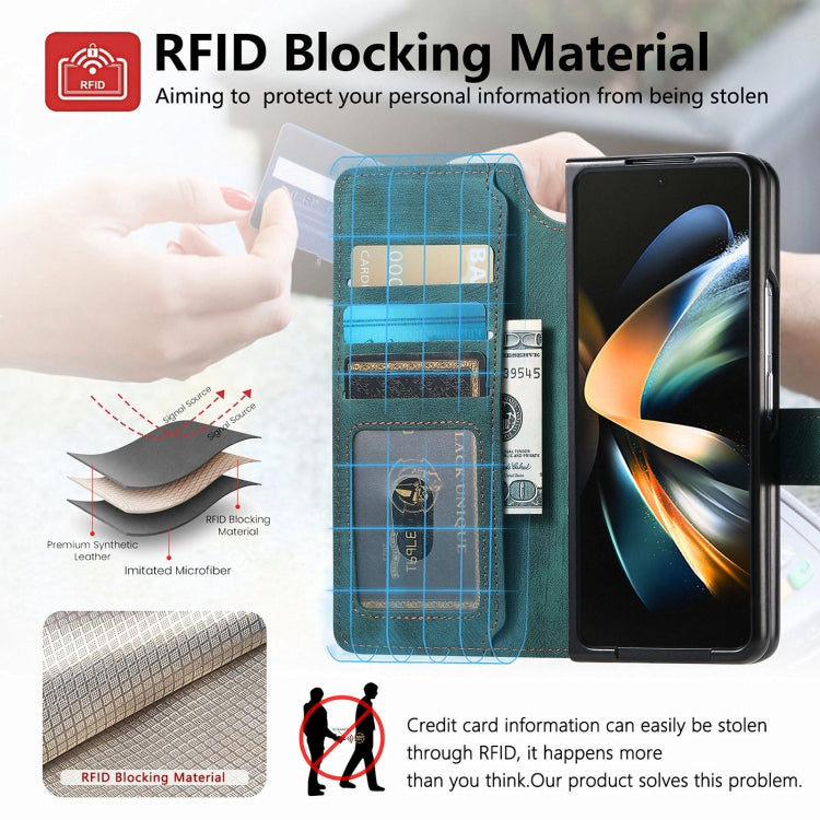 For Samsung Galaxy Z Fold3 CaseNeo MagSafe RFID Anti-theft Retro Leather Phone Case(Green) by CaseNeo