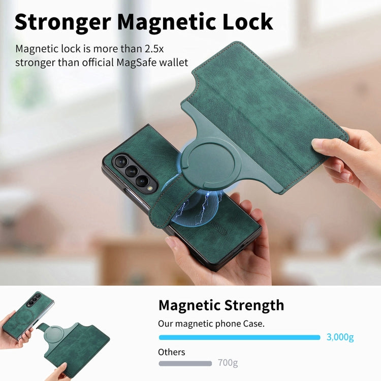 For Samsung Galaxy Z Fold3 CaseNeo MagSafe RFID Anti-theft Retro Leather Phone Case(Green) by CaseNeo