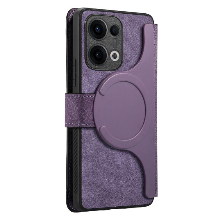 For OPPO Reno13 CaseNeo MagSafe RFID Anti-theft Retro Leather Phone Case(Purple) by CaseNeo