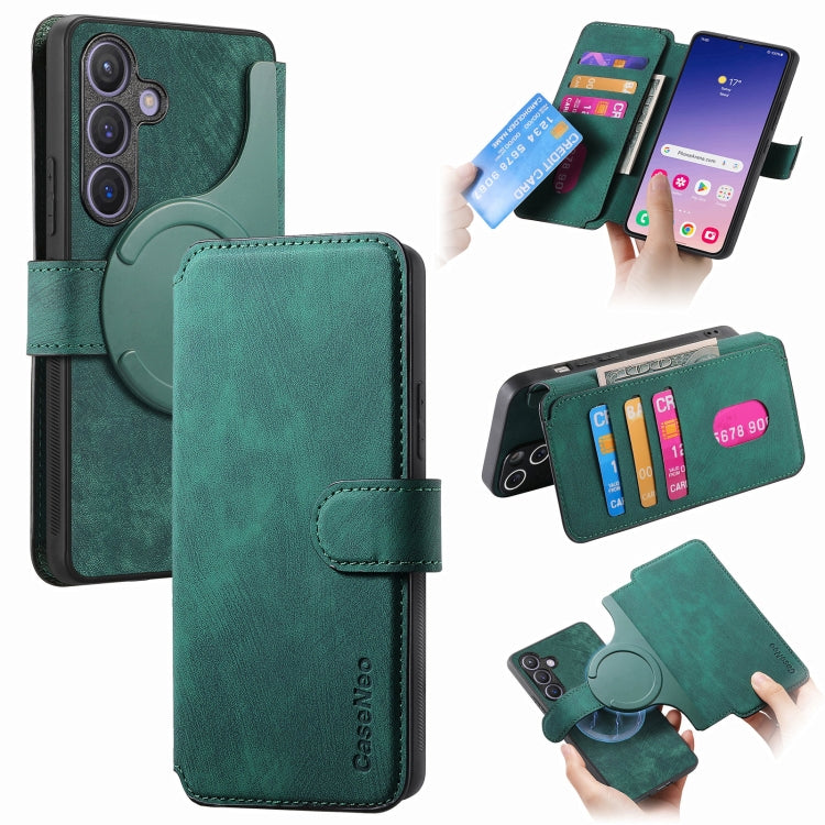 For Samsung Galaxy S24+ 5G CaseNeo MagSafe RFID Anti-theft Retro Leather Phone Case(Green) by CaseNeo
