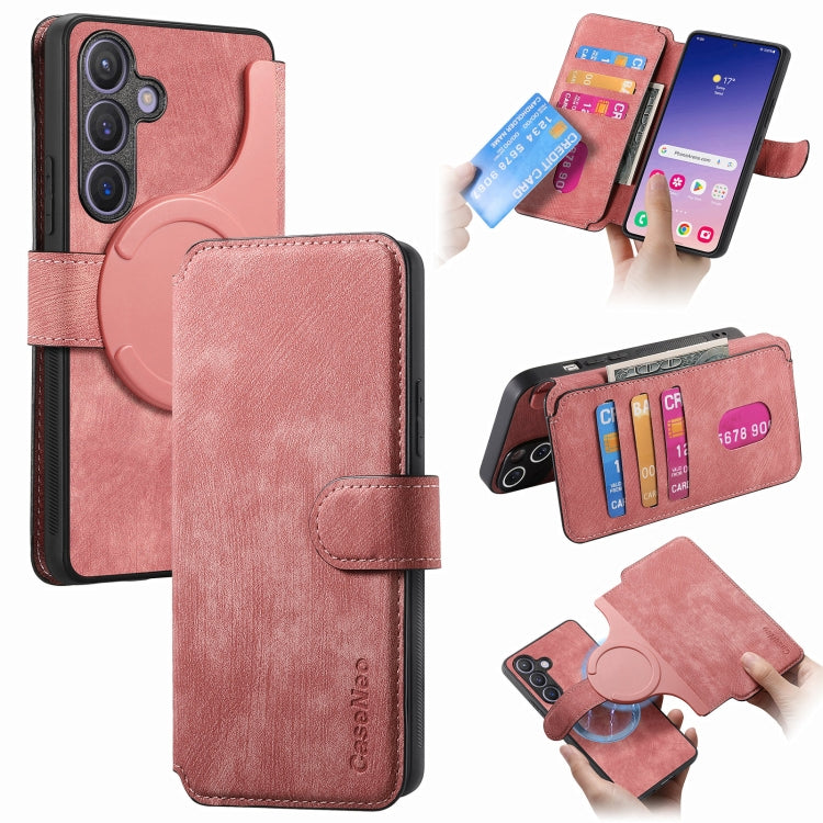 For Samsung Galaxy S23 FE 5G CaseNeo MagSafe RFID Anti-theft Retro Leather Phone Case(Pink) by CaseNeo
