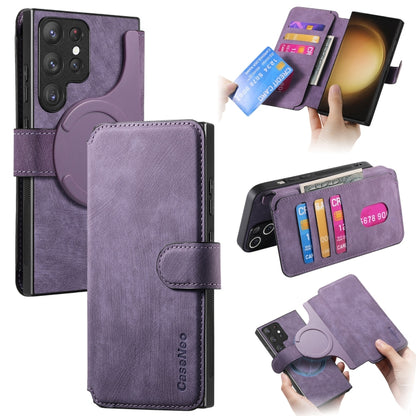 For Samsung Galaxy S23 Ultra 5G CaseNeo MagSafe RFID Anti-theft Retro Leather Phone Case(Purple) by CaseNeo