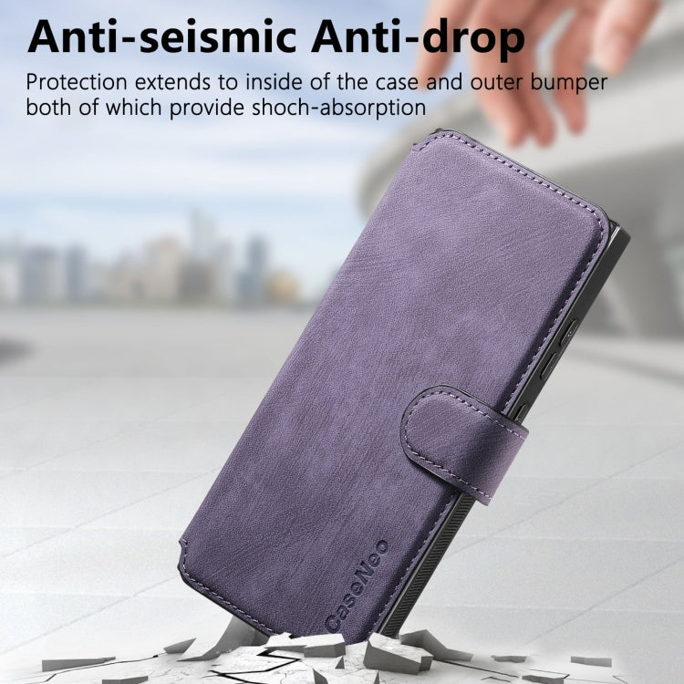 For Samsung Galaxy S23 Ultra 5G CaseNeo MagSafe RFID Anti-theft Retro Leather Phone Case(Purple) by CaseNeo