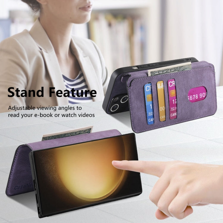 For Samsung Galaxy S23 Ultra 5G CaseNeo MagSafe RFID Anti-theft Retro Leather Phone Case(Purple) by CaseNeo