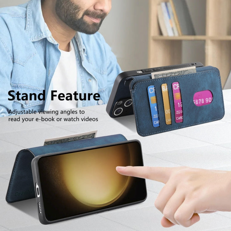 For Samsung Galaxy S23 5G CaseNeo MagSafe RFID Anti-theft Retro Leather Phone Case(Blue) by CaseNeo