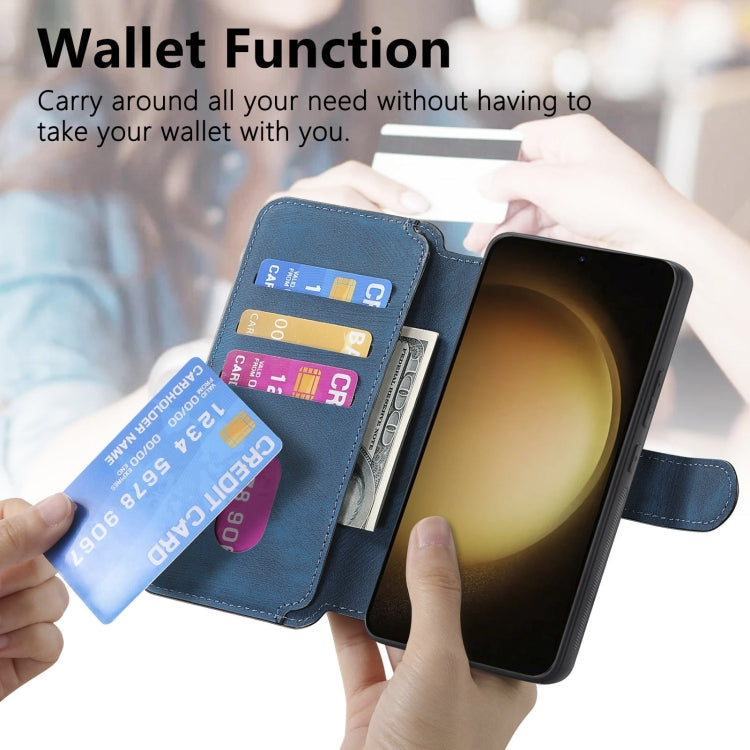 For Samsung Galaxy S23 5G CaseNeo MagSafe RFID Anti-theft Retro Leather Phone Case(Blue) by CaseNeo