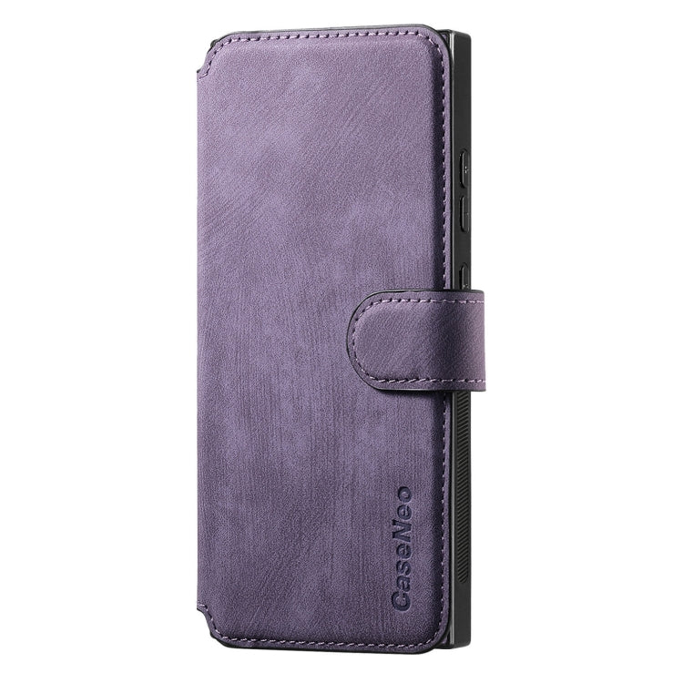 For Samsung Galaxy S22 Ultra 5G CaseNeo MagSafe RFID Anti-theft Retro Leather Phone Case(Purple) by CaseNeo