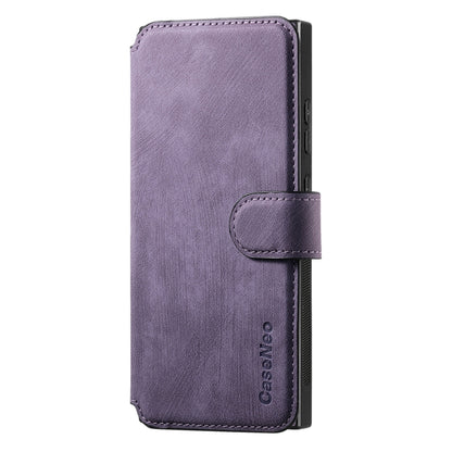For Samsung Galaxy S22 Ultra 5G CaseNeo MagSafe RFID Anti-theft Retro Leather Phone Case(Purple) by CaseNeo