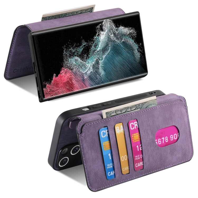 For Samsung Galaxy S22 Ultra 5G CaseNeo MagSafe RFID Anti-theft Retro Leather Phone Case(Purple) by CaseNeo
