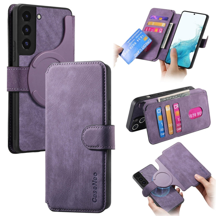 For Samsung Galaxy S21 5G CaseNeo MagSafe RFID Anti-theft Retro Leather Phone Case(Purple) by CaseNeo
