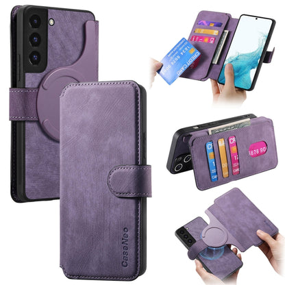 For Samsung Galaxy S21 5G CaseNeo MagSafe RFID Anti-theft Retro Leather Phone Case(Purple) by CaseNeo