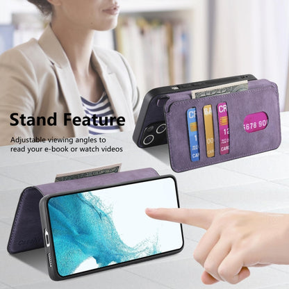 For Samsung Galaxy S21 5G CaseNeo MagSafe RFID Anti-theft Retro Leather Phone Case(Purple) by CaseNeo