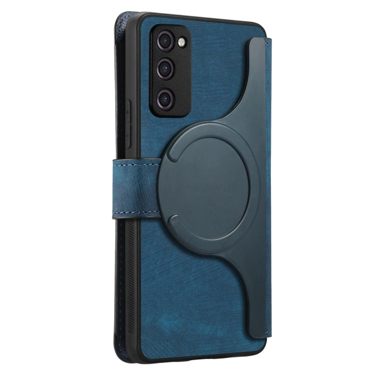 For Samsung Galaxy S20 FE CaseNeo MagSafe RFID Anti-theft Retro Leather Phone Case(Blue) by CaseNeo