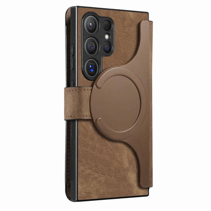 For Samsung Galaxy S25 Ultra 5G CaseNeo MagSafe RFID Anti-theft Retro Leather Phone Case(Brown) by CaseNeo