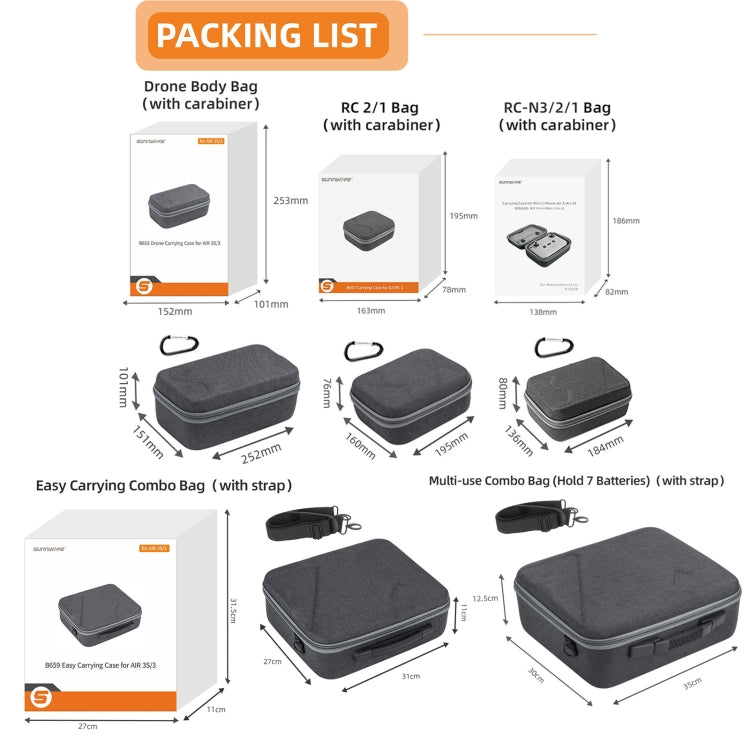 Sunnylife Carrying Case Bag, Model:B657 For DJI RC 2 / 1 Control Bag by Sunnylife