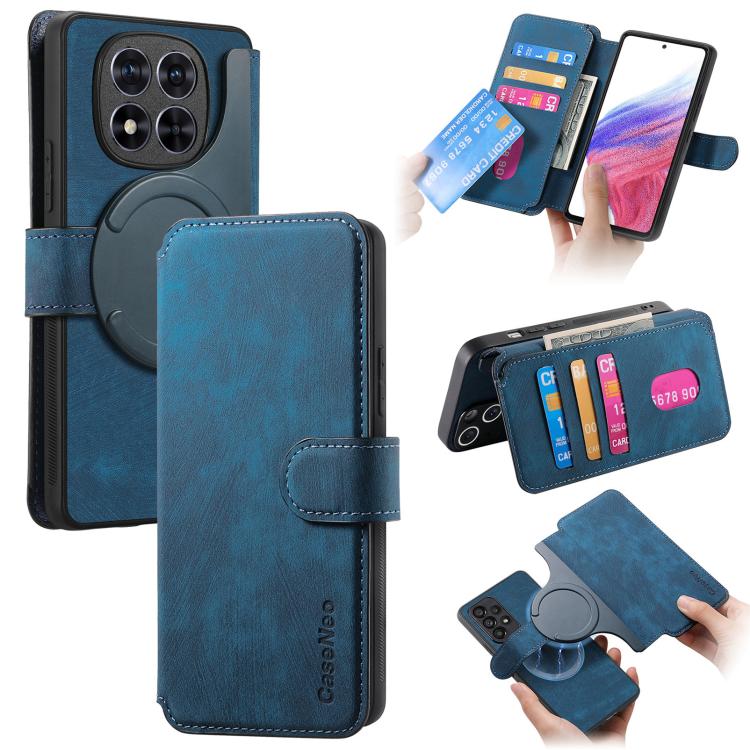 For Redmi Note 14 Pro 5G CaseNeo MagSafe RFID Anti-theft Retro Leather Phone Case(Blue) by CaseNeo