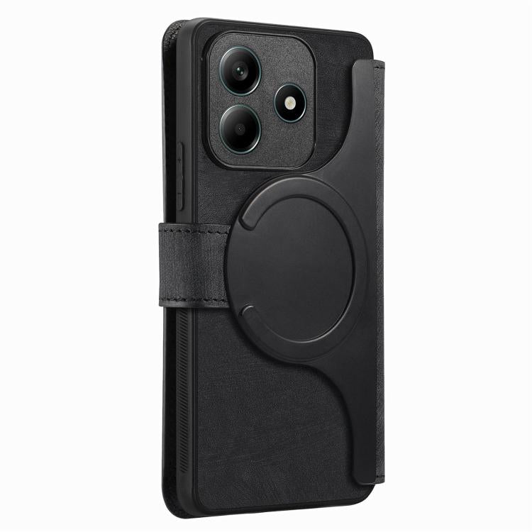 For Redmi Note 14 4G 163.25mm CaseNeo MagSafe RFID Anti-theft Retro Leather Phone Case(Black) by CaseNeo