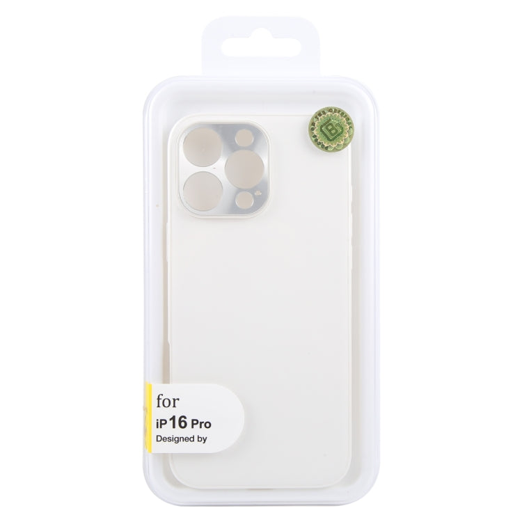 For iPhone 16 Pro GEBEI Plain Leather TPU Hybrid PU Phone Case(White) by GEBEI