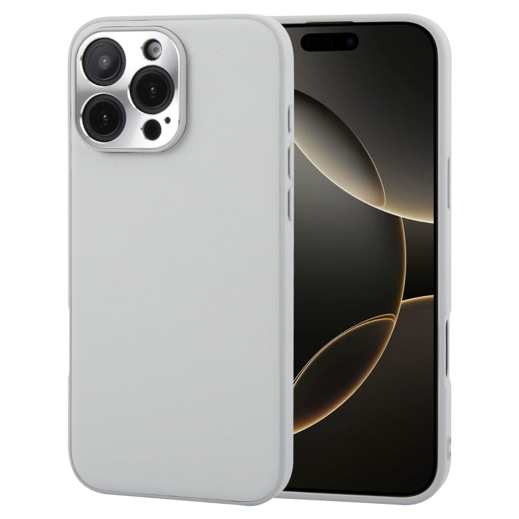 For iPhone 16 Pro GEBEI Plain Leather TPU Hybrid PU Phone Case(Grey) by GEBEI